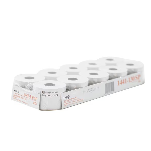 National Checking Register Roll 44mm White Bond 1 Ply, PK50, National Checking, Mfr#: 1441-130SP
